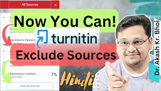 How to Exclude Sources in Turnitin Feedback Studio || Turnitin Similarity Report || Hindi || 2024