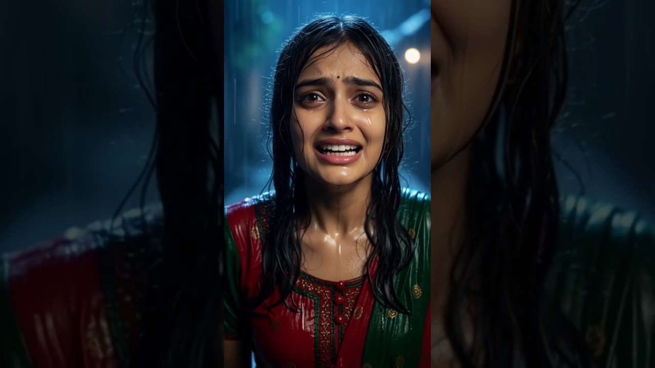 A Lonely village Girl in heavy Rain | Emotional night  story | Ai cinematic film | short story