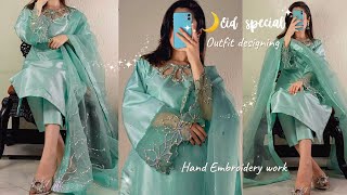 Most trending Hand embroidery work neck and sleeve designing/ Eid special dress designing