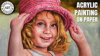 ACHIEVING SOFT SKIN TONE WITH ACRYLIC | CUTE GIRL PORTRAIT PAINTING ON PAPER BY DEBOJYOTI BORUAH screenshot 3