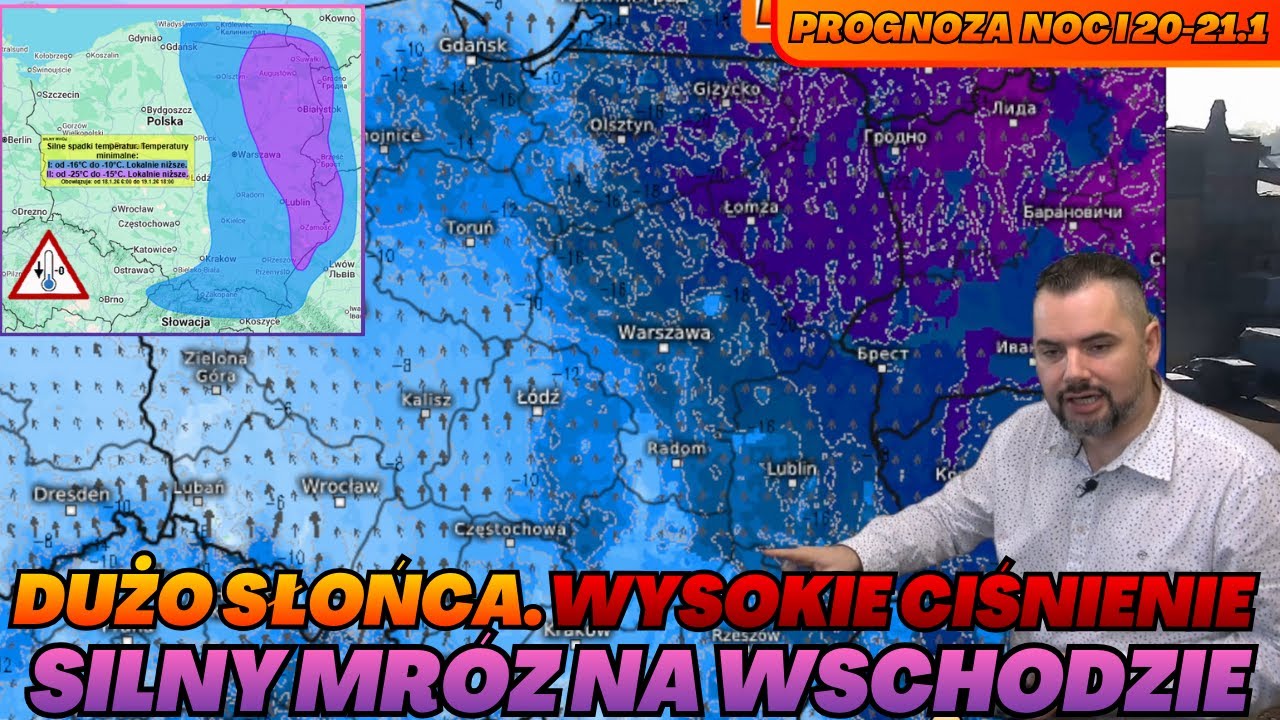 Silny mróz w nocy. Nadal wysokie ciśnienie. Dużo słońca. Prognoza pogody