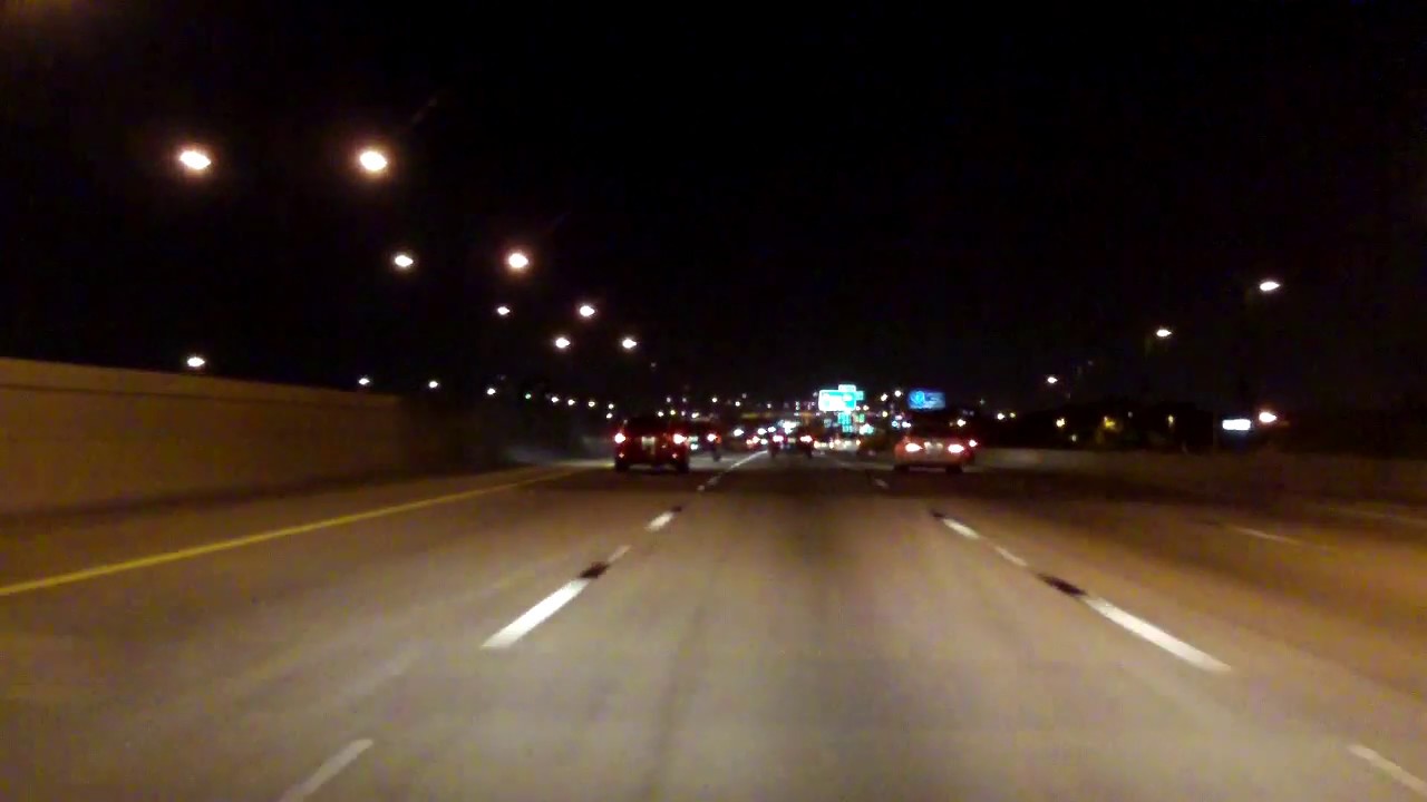 Port Everglades Expressway (Interstate 595 Exits 1 to 7) eastbound (Local Lanes) (Night)