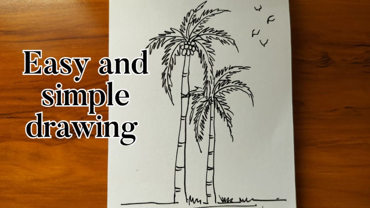 How to draw simple landscape scenery with one pen || Easy and simple ...