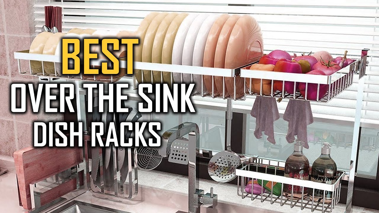 SANNO Expandable Dish Drying Rack,Over The Sink Adjustable Dish Drainer