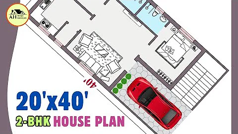 20'x40' House Plan, 2bhk House Design with Car Parking, 20by40 House Design, #2dhouseplan #floorplan