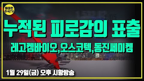 [ 1월 29일 오후 시황방송 ] 누적된 피로감의 표출/레고켐바이오,오스코텍,동진쎄미켐