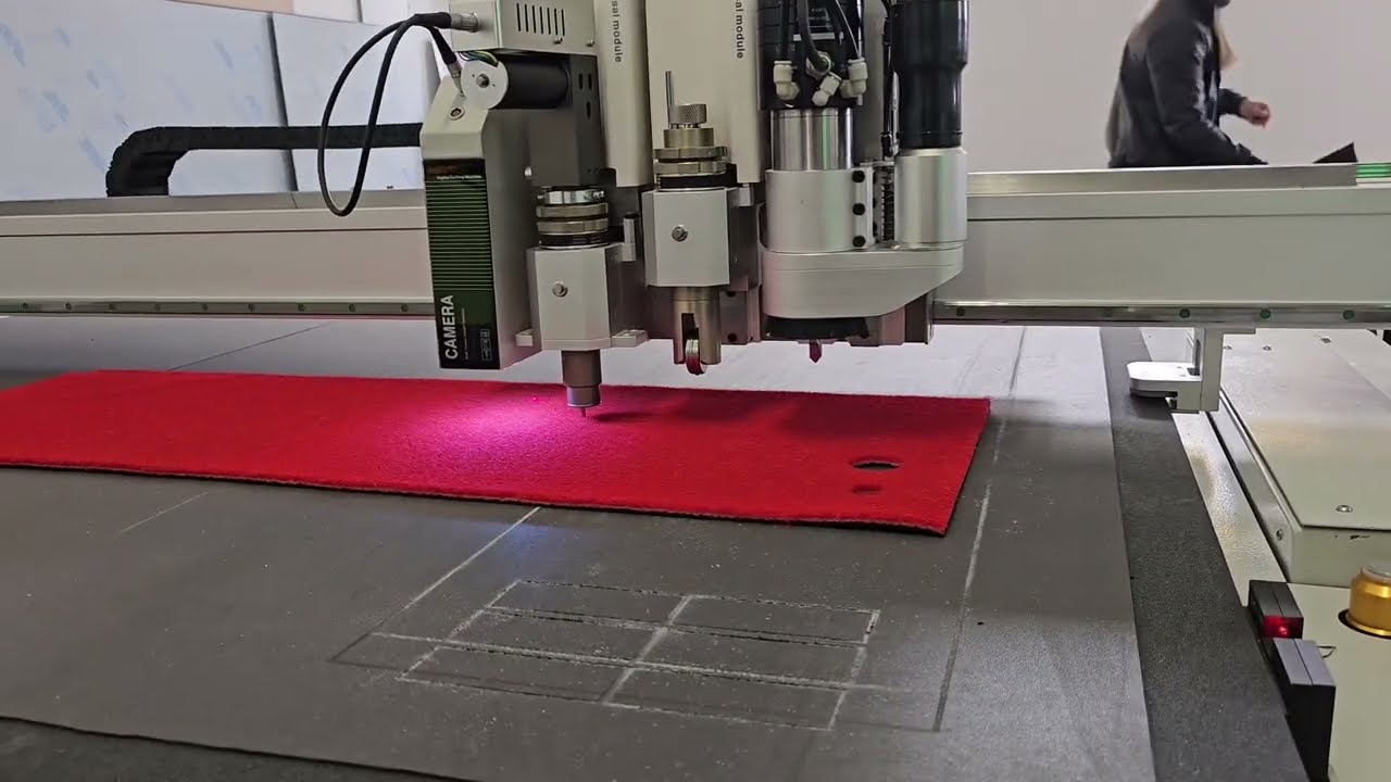 Cutting letter insert on carpet with TPS X9-2516 digital cutting machine