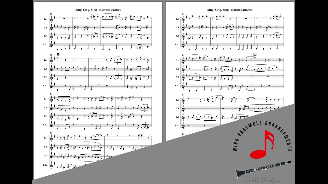 Sing, Sing, Sing - [Clarinet Quartet] - Sheet Music