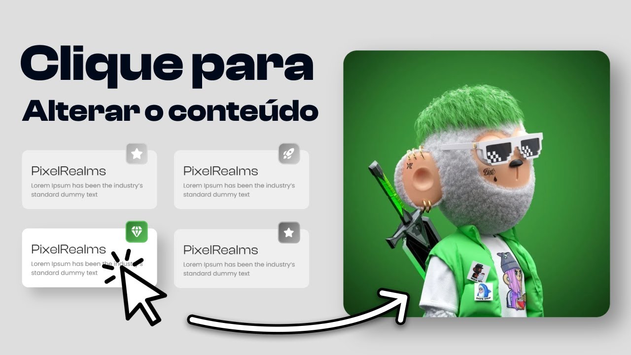 Como alterar Imagem ou Conteúdo quando clica no Botão / Card no seu Site WordPress Elementor