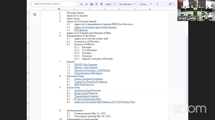 Osage County R-II Board of Education Meeting April 18, 2023