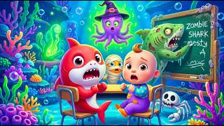 Little Shark Spooky School Adventure 🦈🎃 Halloween Classroom Song & Nursery Rhymes for Kids