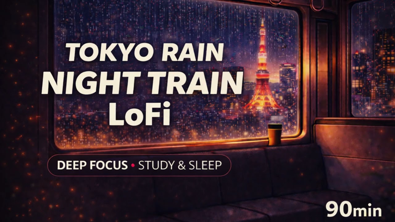 Tokyo Deep Night Train Rain Lo-fi 🚃🌧️Relaxing Piano for Study / Work / Sleep (90 MIN)