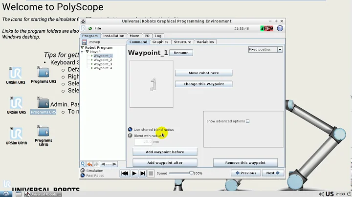 Universal Robots URSim Tutorial4 movep