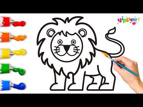 Lion Drawing, Painting and Coloring for Kids & Toddlers