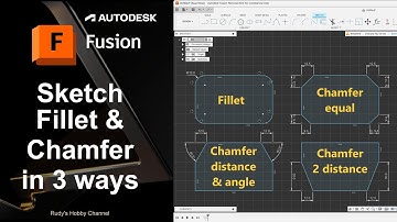 Autodesk Fusion 360 17 Sketch Fillet & Chamfer (equal, distance + angle, 2 distances)