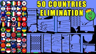 50 Countries Elimination Marble Race in Algodoo #40 \ Marble Race King