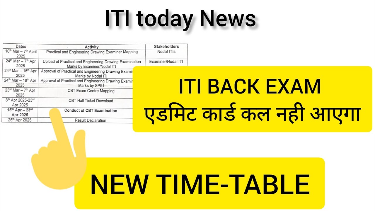 iti back paper, iti exam time table 2025 | iti back paper 2025 exam date admit card download