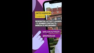 Activity Leaders wanted for residential young learner summer courses in the UK.