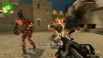 Counter Strike Source Zombie Riot online gameplay Dust 2 with boss fights