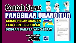 CONTOH SURAT PANGGILAN ORANG TUA SISWA DARI PIHAK SEKOLAH