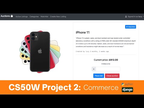 CS50W - Project 2 - Commerce (eBay-like eCommerce website) - 2020 version