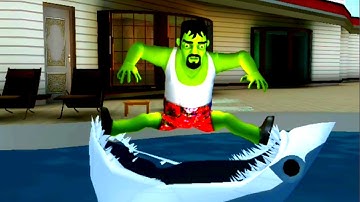 Scary Stranger 3D - A Jaw Some Prank NEW LEVEL! Shark Attack on Uncle   Scary Stranger 3D #60