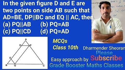 In triangle ABC D and E be two points on side AB such that AD = BE, then prove that PQ||AB