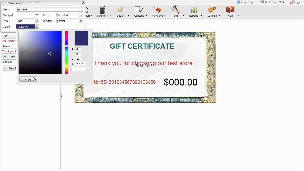 gift certificate designer shopping cart software youtube