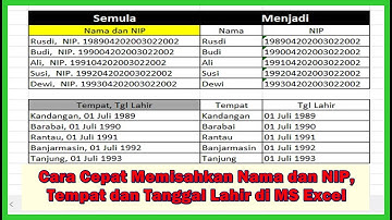 Cara Cepat Memisahkan Nama dan NIP, Tempat dan Tanggal Lahir di MS Excel