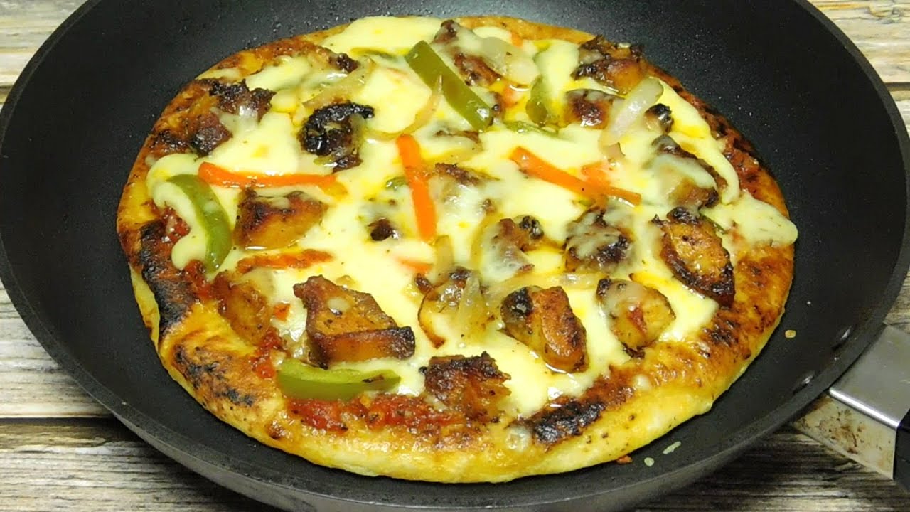 Fry Pan Pizza Recipe Stove top Pizza Recipe Tawa Pizza Recipe YouTube