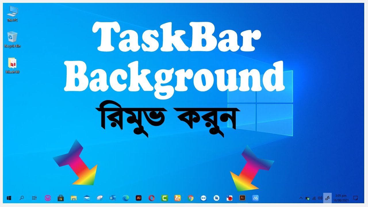 how to remove taskbar background color in windows 10,11 YouTube