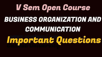 Buisness Organization Open Course Important Question|Calicut University Fifth Sem BBA