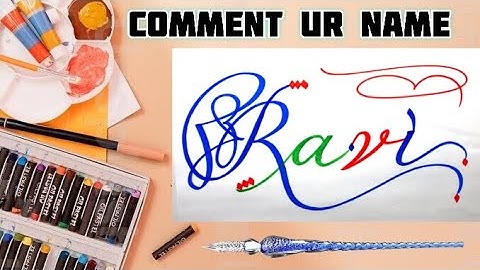 Ravi Name Signature Calligraphy Status | How to Draw, Cursive Calligraphy with Cut Marker