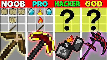 SUPER PICKAXE BATTLE CHALLENGE MINECRAFT NOOB VS PRO VS HACKER VS GOD