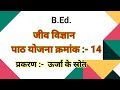 Bio lesson plan||प्रकरण :- ऊर्जा के स्त्रोत||B.Ed. lesson plan #lessonplan