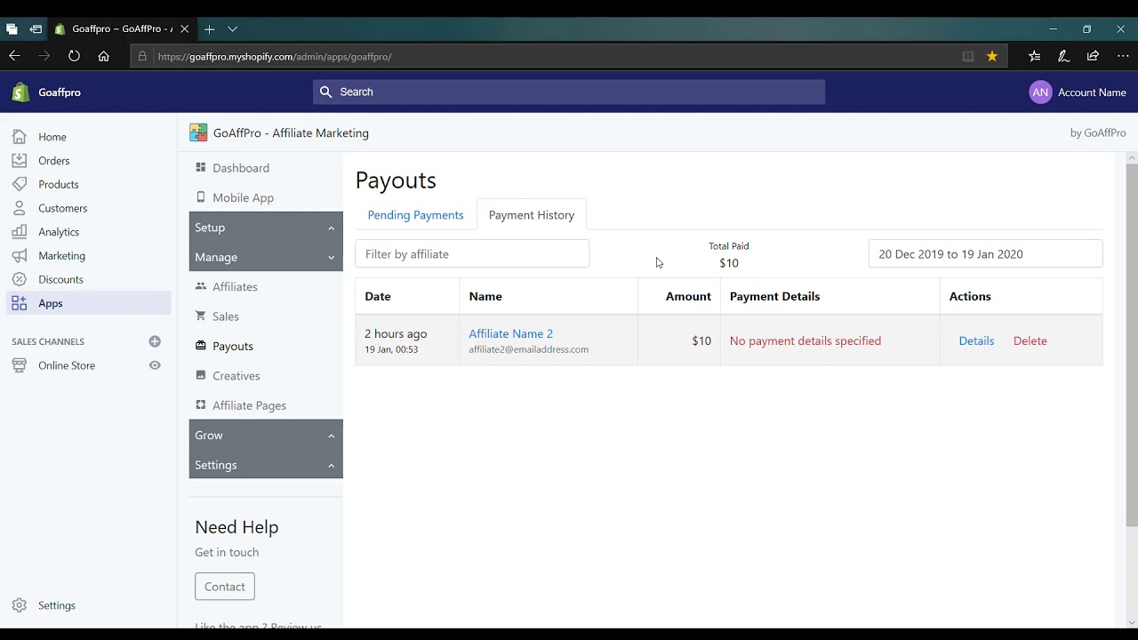 View Payment History | How-to | GoAffPro - YouTube