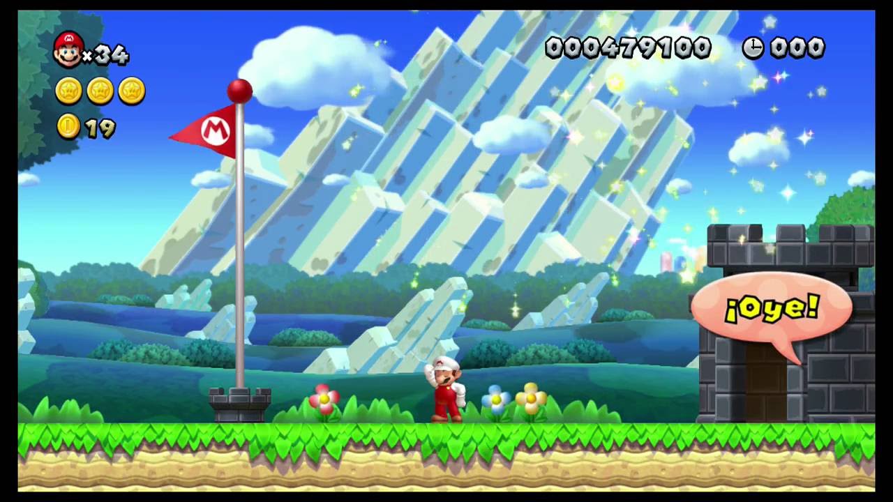 New Super Mario Bros. U: Pradera Bellotera - salida secreta. La caverna escarpada