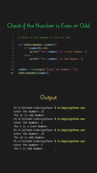 Check Odd Even Python Programming #python #pythonprogramming #coding ...