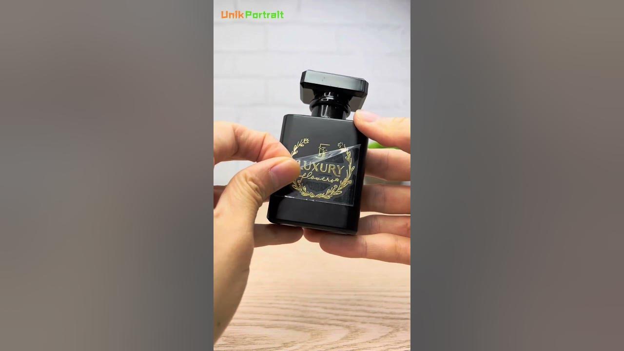 Metal Transfer Stickers on Perfume Bottle