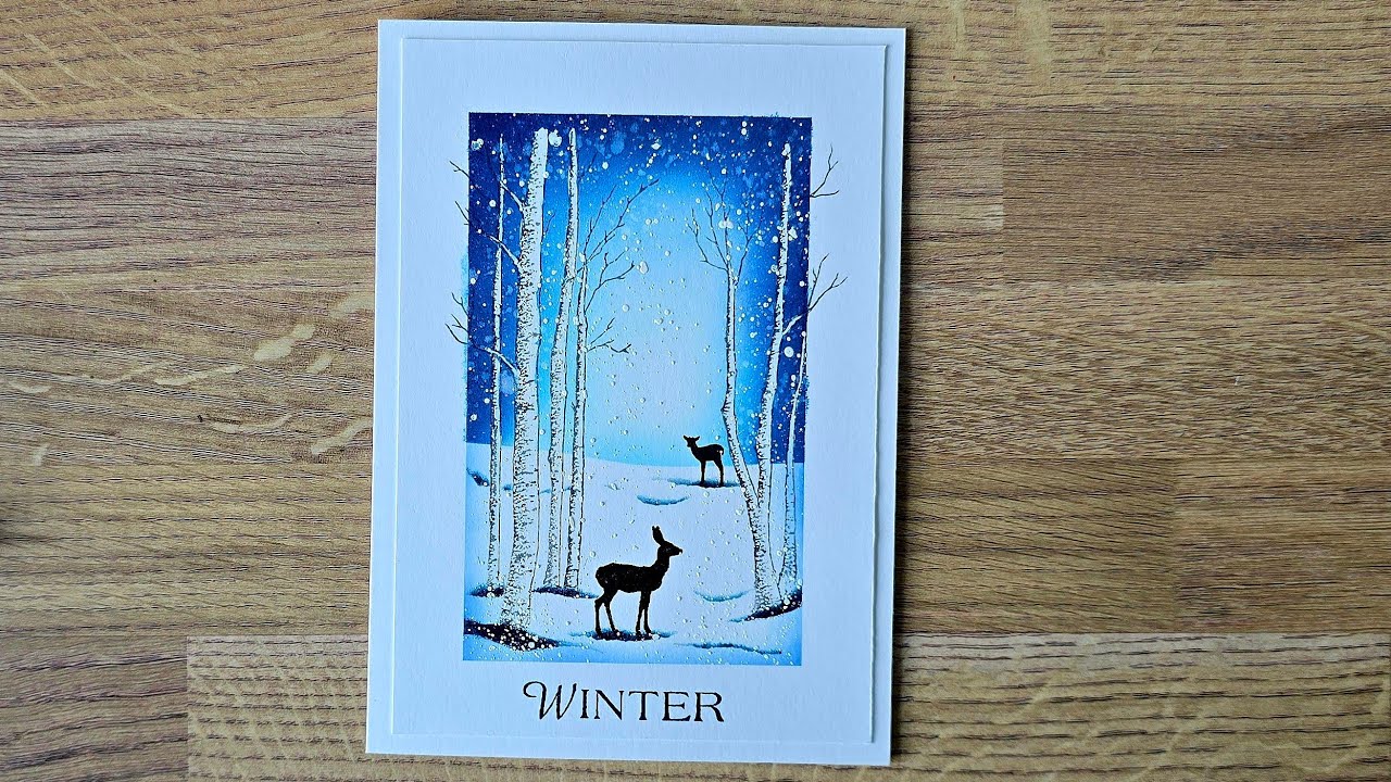 ПРОСТАЯ ЗИМНЯЯ СЦЕНА С ИСПОЛЬЗОВАНИЕМ ШТАМПОВ INKYLICIOUS 