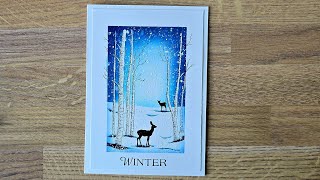 картинка: ПРОСТАЯ ЗИМНЯЯ СЦЕНА С ИСПОЛЬЗОВАНИЕМ ШТАМПОВ INKYLICIOUS #distressoxide #cardmaking