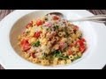B.L.T. Pasta Recipe - Pasta with Bacon, Lettuce (Arugula), and Tomato Sauce