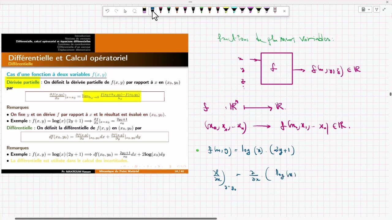 Mécanique du point  - Séance 01 :  Différentiable, grad, div, rot et équations différentielles .