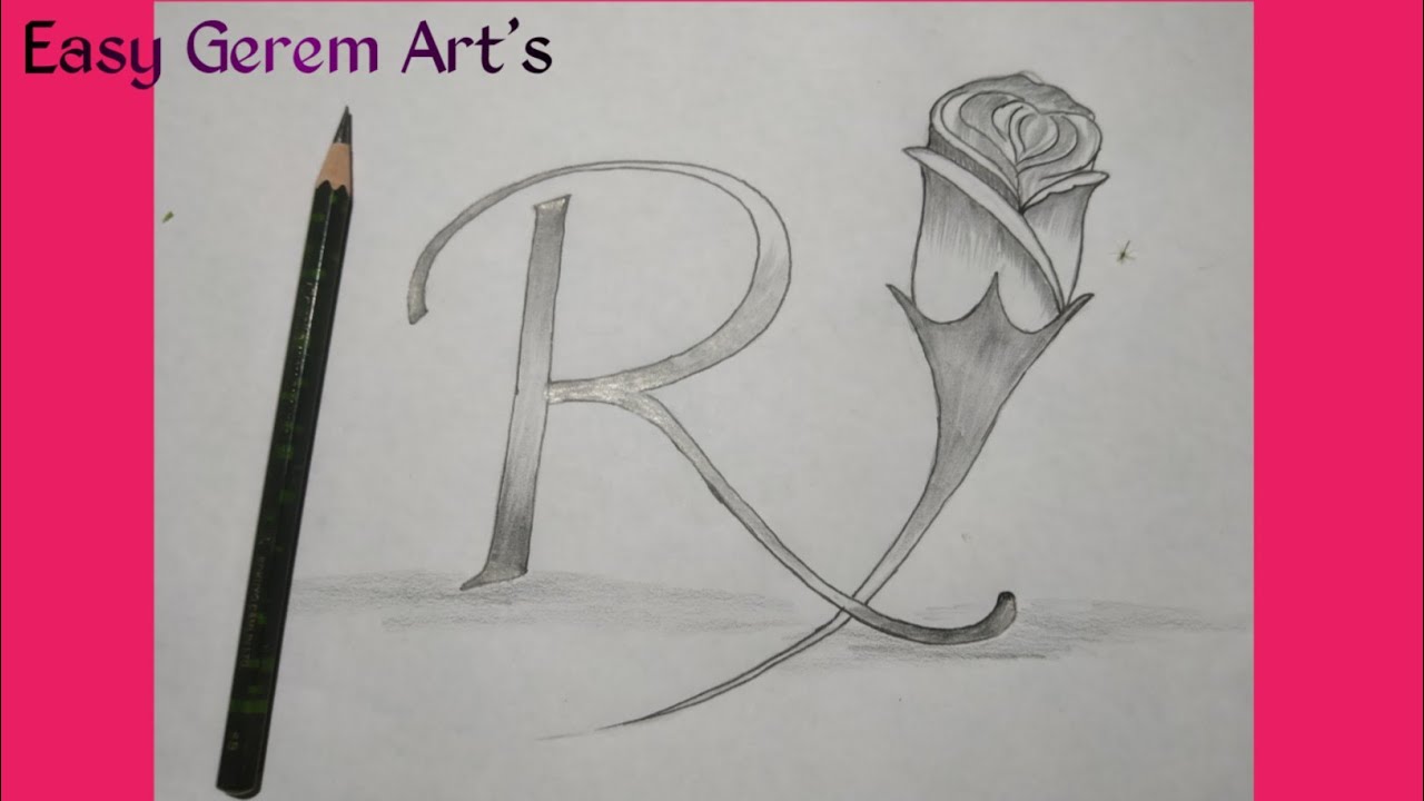 Drawing Letter R With Flowers R letter With Flower Easy Gerem Art