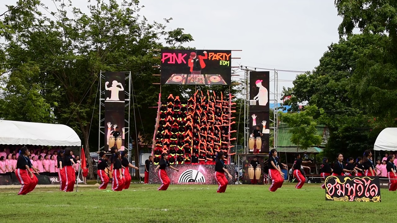 แข่งเชียร์กีฬาสี2561 วันสอง รักสถาบัน คณะสีชมพู