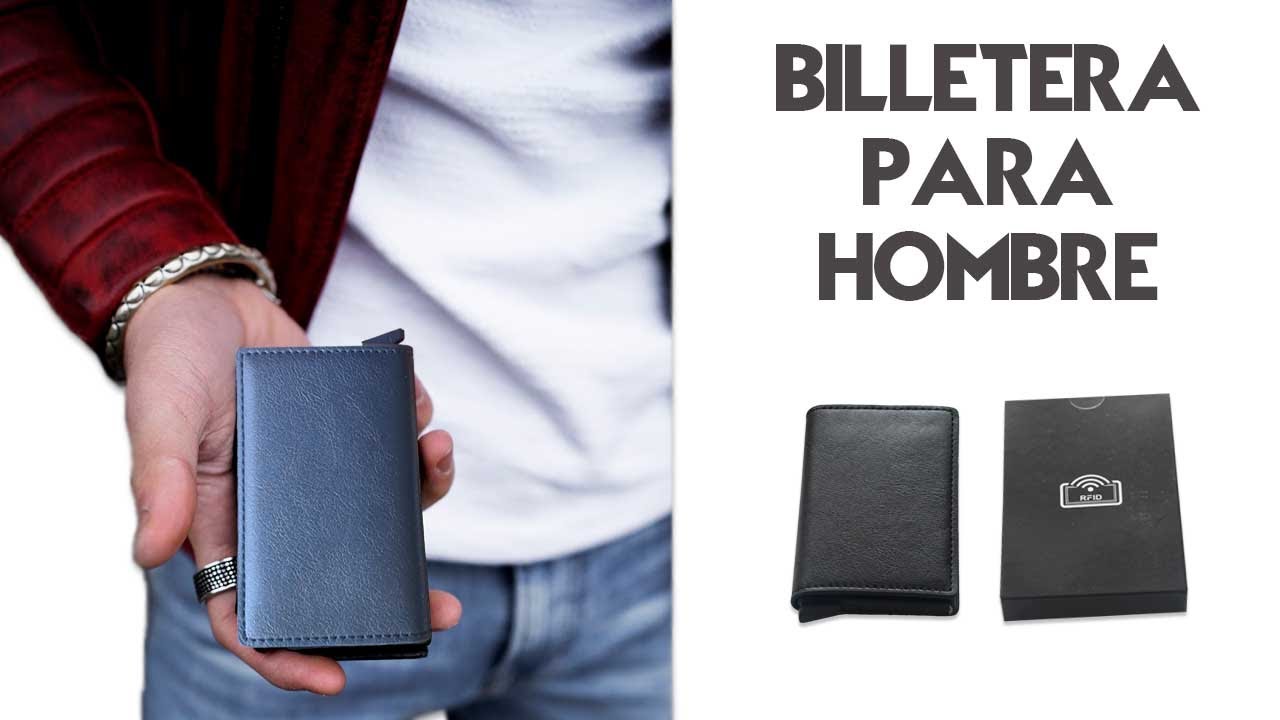 Billetera Antirrobo Hombre RFID de Cuero Tarjetero Billetera