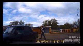 Dash Cam Records A Rider Slamming Into A Car