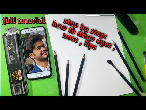 Step by step: how to draw eyes , nose lips / draw full face foe beginners