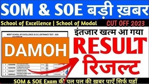 DAMOH  District MPSOS Result 2023 Online Check MP Excellence School Result MP #SOE #SOM Result Exam