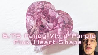 6.75 Carat Fancy Vivid Purple Pink Heart Shape Diamond - 12 Million $ - Geneva Magnificent Jewels